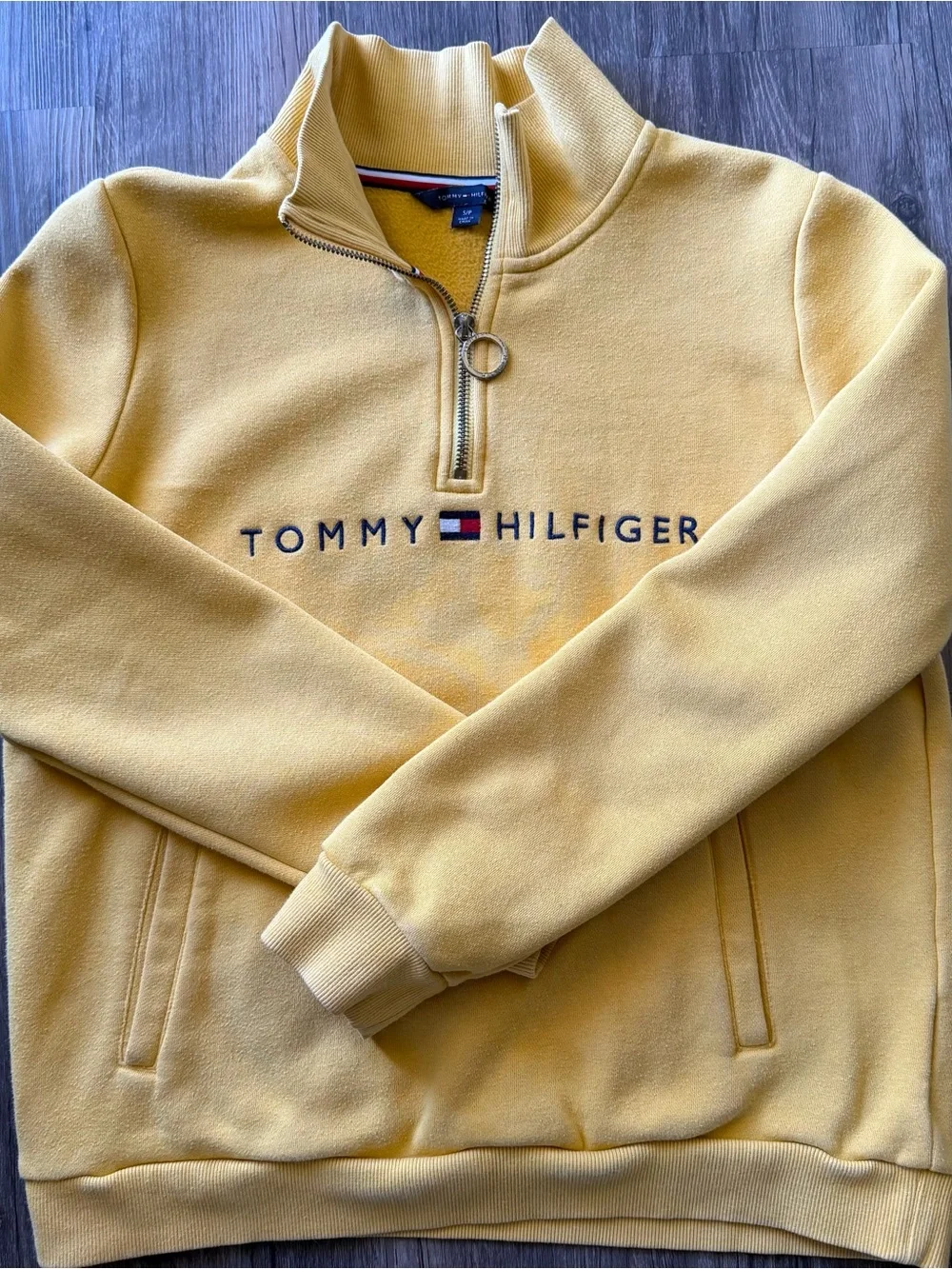 Tommy Hilfiger Men’s Mustard Yellow Quarter-Zip Pullover
